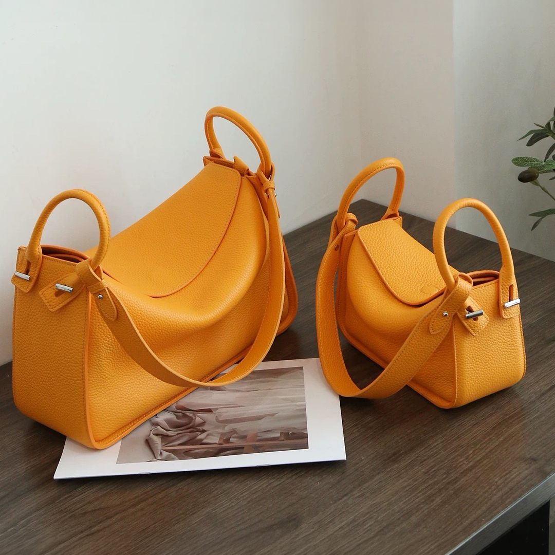 Luxury Bags With Silver Hardware - Mendy Genuine Leather Pebbled Saddle Bag