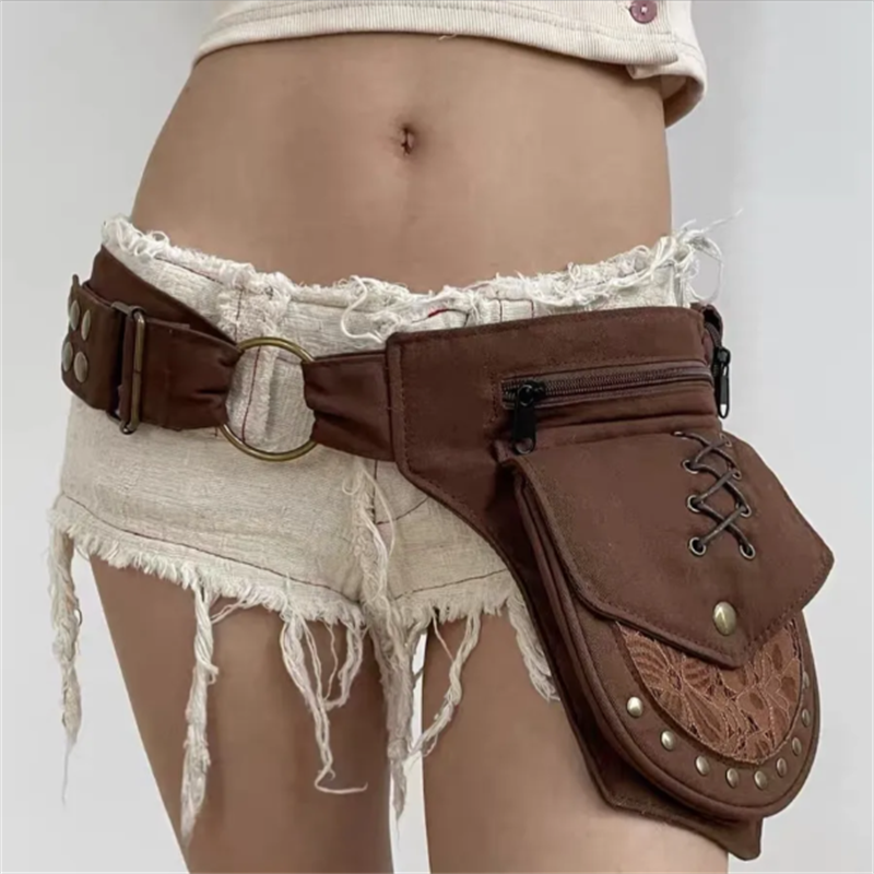 Belt Bag Leather Wide - Rivet Wide Waist Belt Spicy Girl