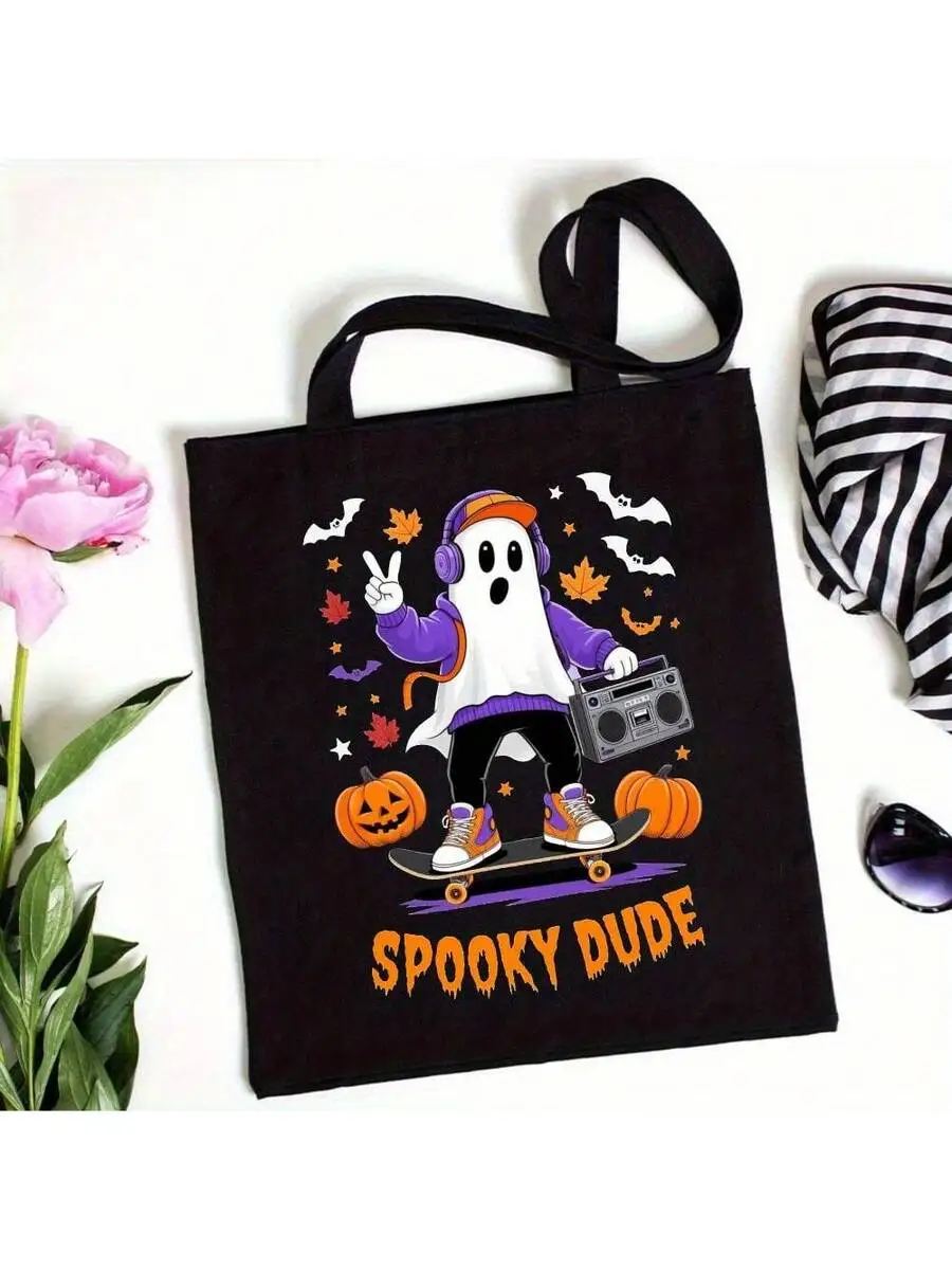 Black Spooky Dude Halloween To - огляд і ціна Canvas Tote Designer