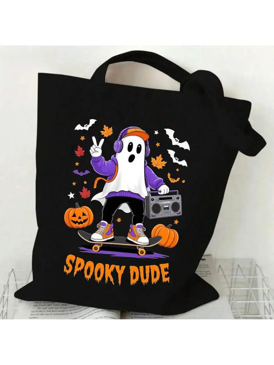 Black Spooky Dude Halloween To - огляд і ціна Canvas Tote Designer