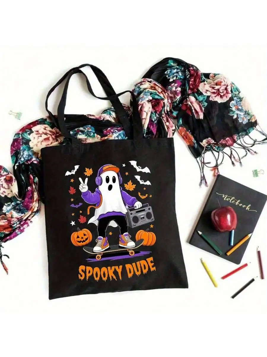 Black Spooky Dude Halloween To - огляд і ціна Canvas Tote Designer