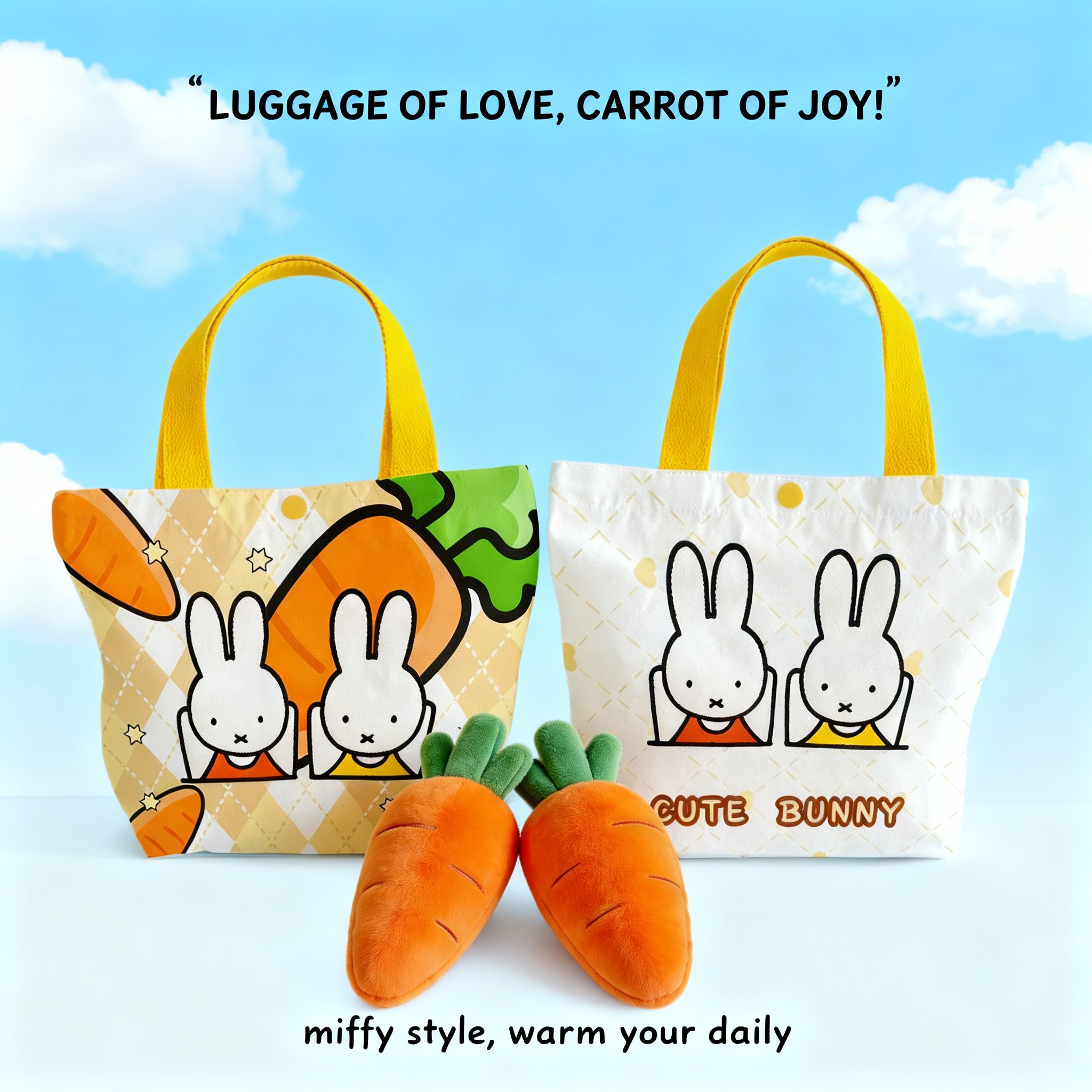 Creative Cartoon Miffy Rabbit  - огляд і ціна Canvas Tote Designer