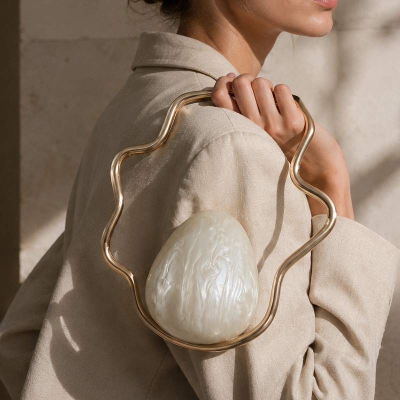 Women mini Acrylic egg bag cut - огляд і ціна Luxury Bags Gold