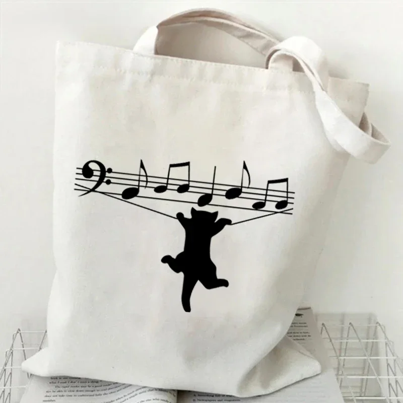 Musical Symbols Cat Tote Bag K - огляд і ціна Canvas Tote Designer
