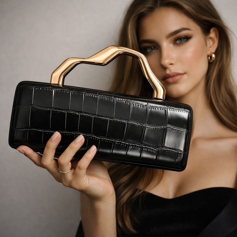 Black Crocodile Pattern Evenin - огляд і ціна Luxury Bags Gold