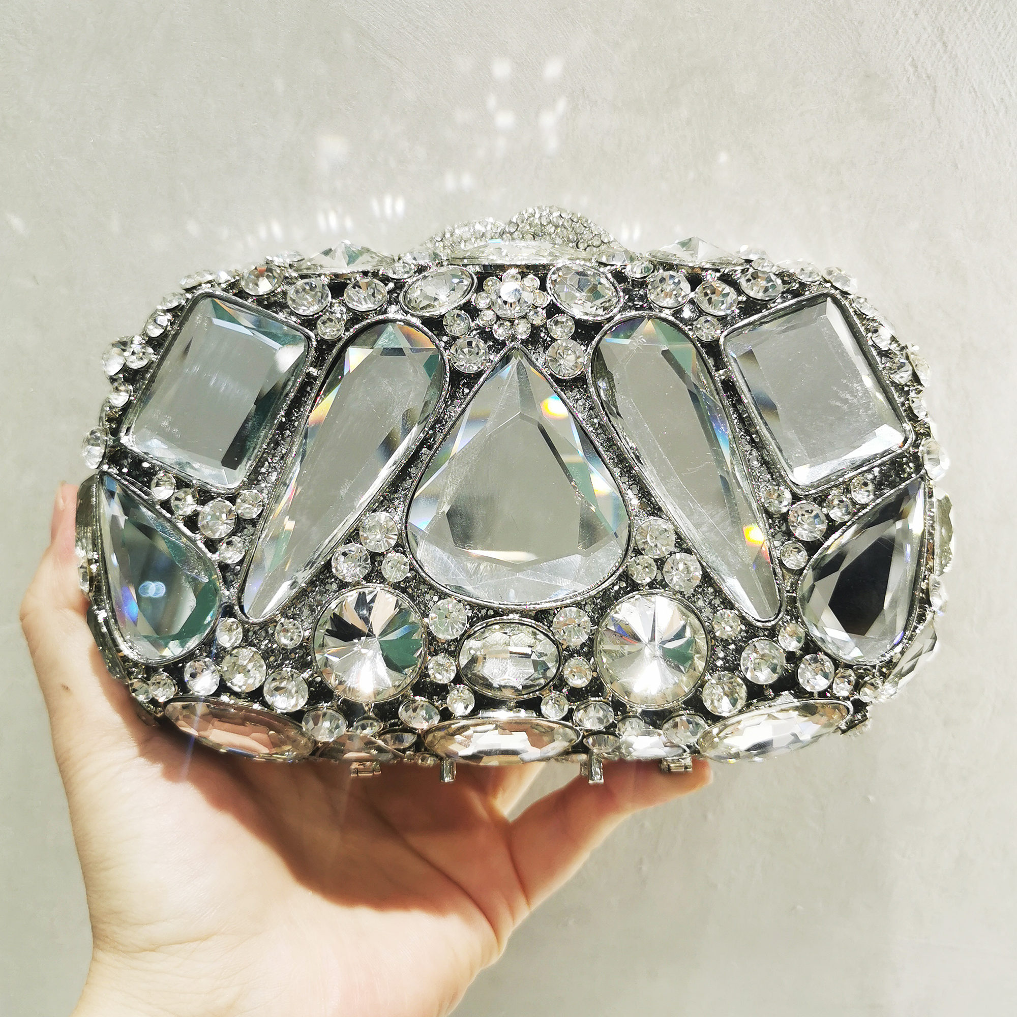 Gold/Silver Big Stone Evening  - огляд і ціна Luxury Bags Gold